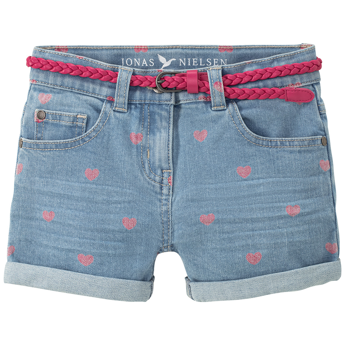 Jonas Nielsen Mädchen Jeansshorts mit Gürtel hellblau
