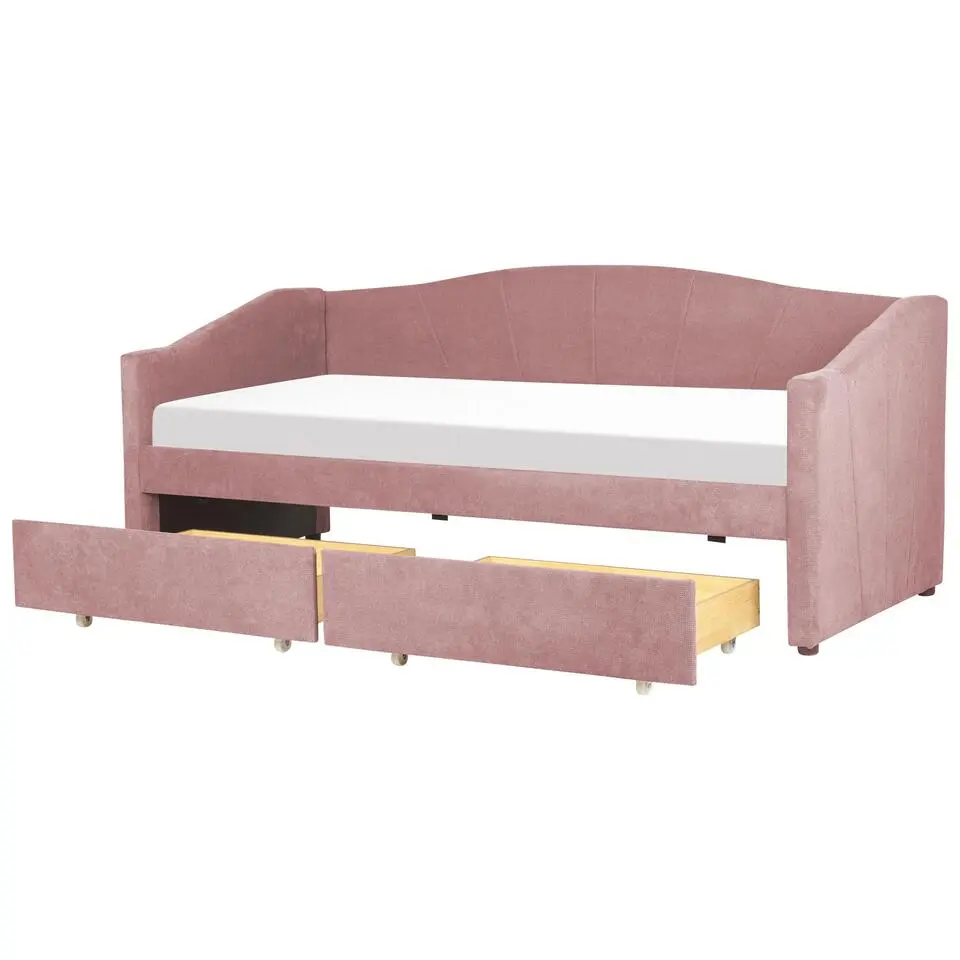 VITTEL - Bed met opberger - Roze - Polyester