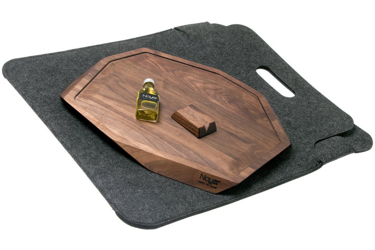 Noyer snijplank walnoothout met gleuf, 37x32 cm