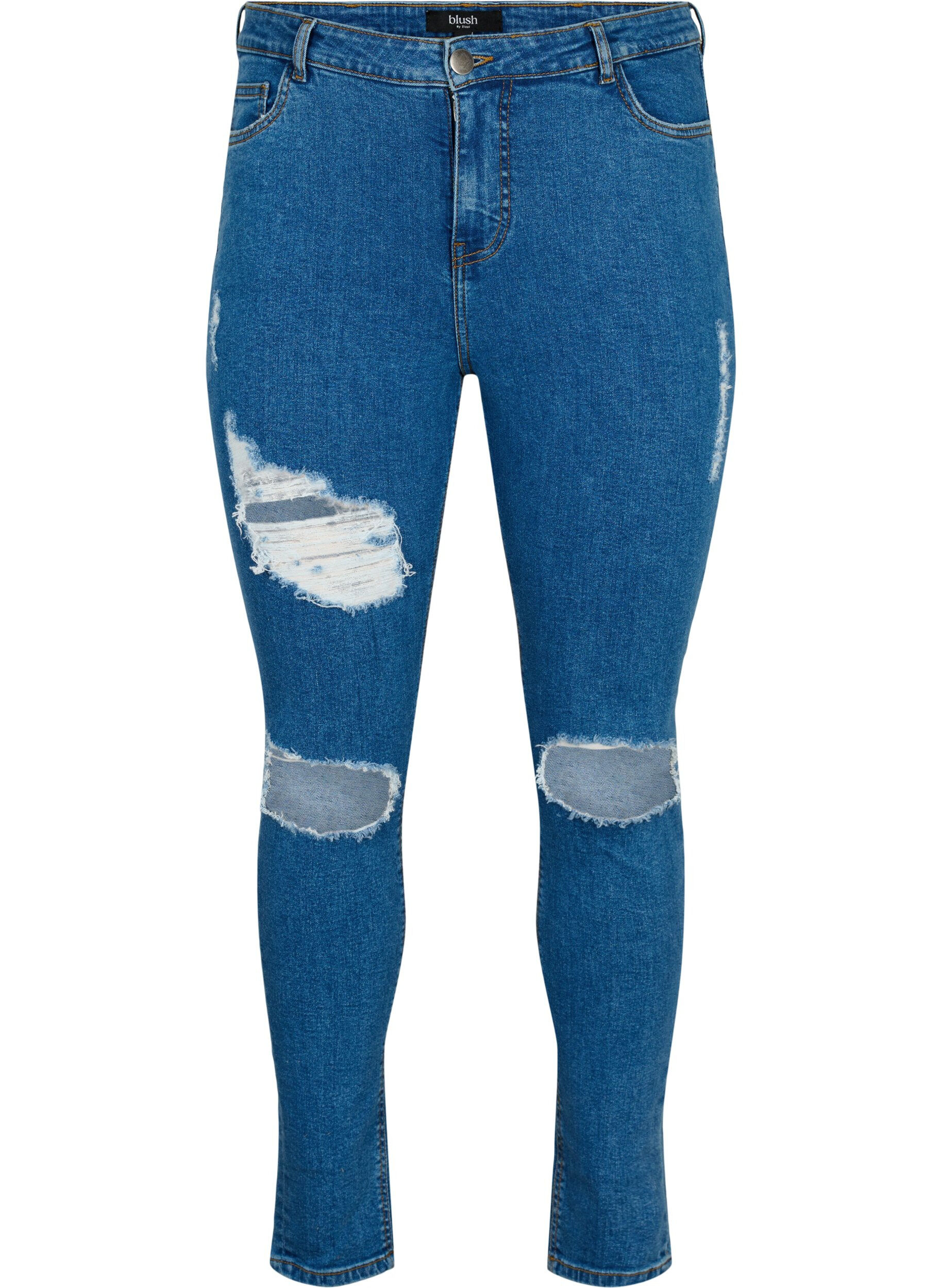 Tætsiddende jeans med sliddetaljer