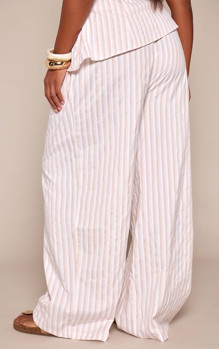 Camel Pantalon Large Grande Taille À Taille Rayée Tennis Ensemble Coordonné
