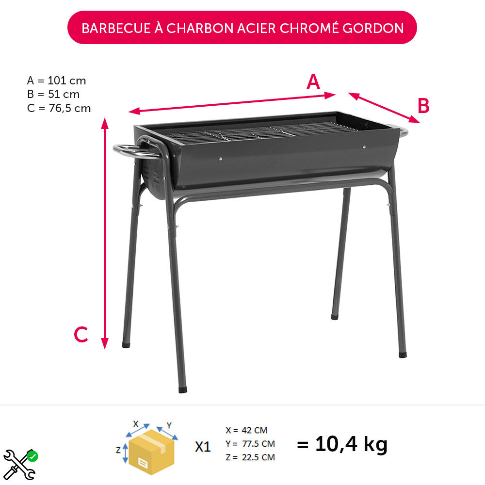 Barbecue à charbon acier chromé Gordon