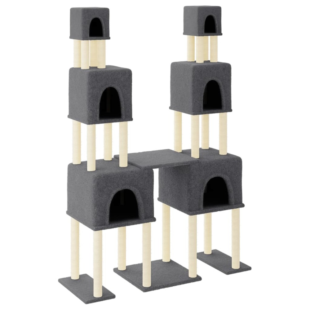 Arbre à chat avec griffoirs en sisal gris foncé 199 cm