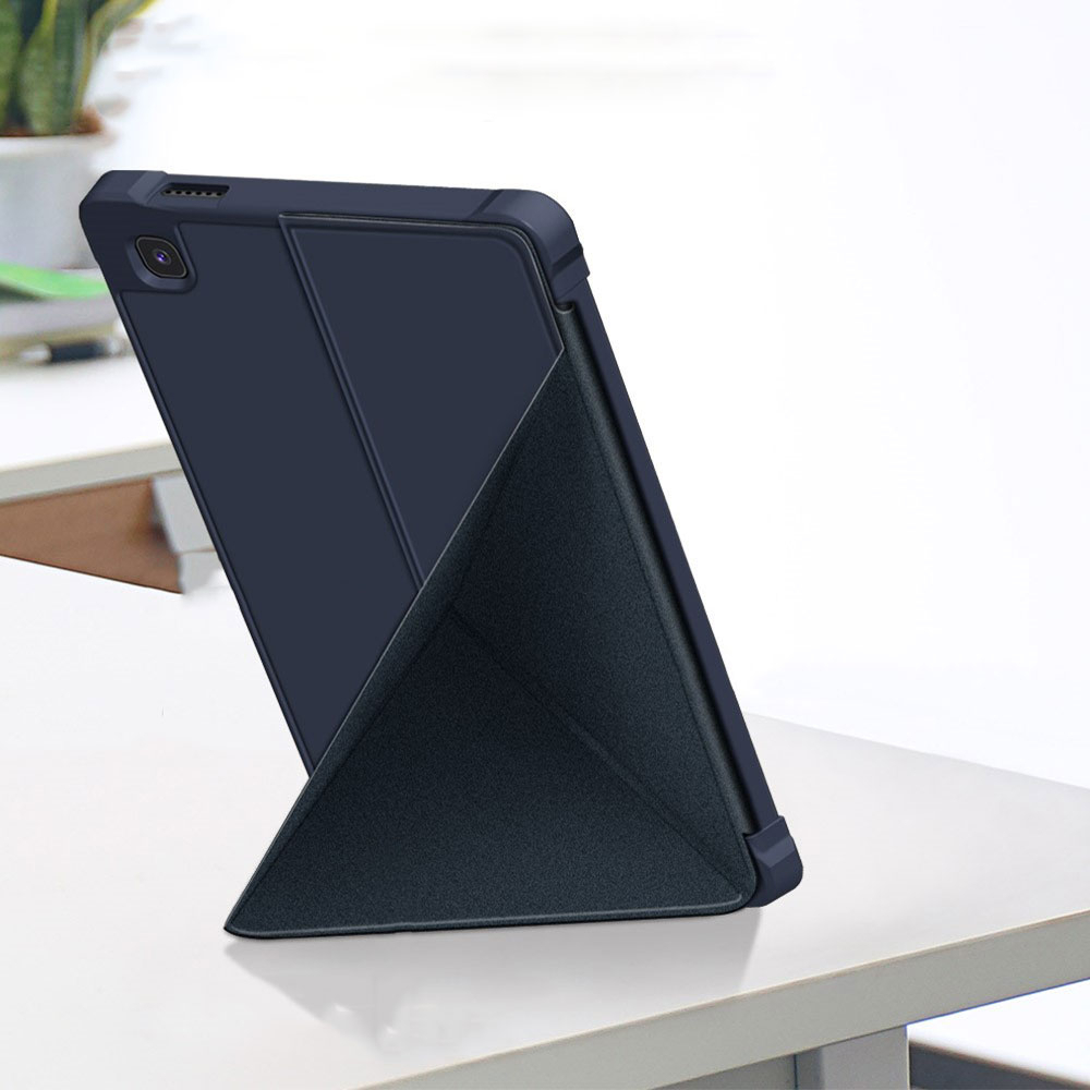 Samsung Galaxy Tab A7 Lite Leder Tasche Smart Cover Origami Flip Case - Schwarz