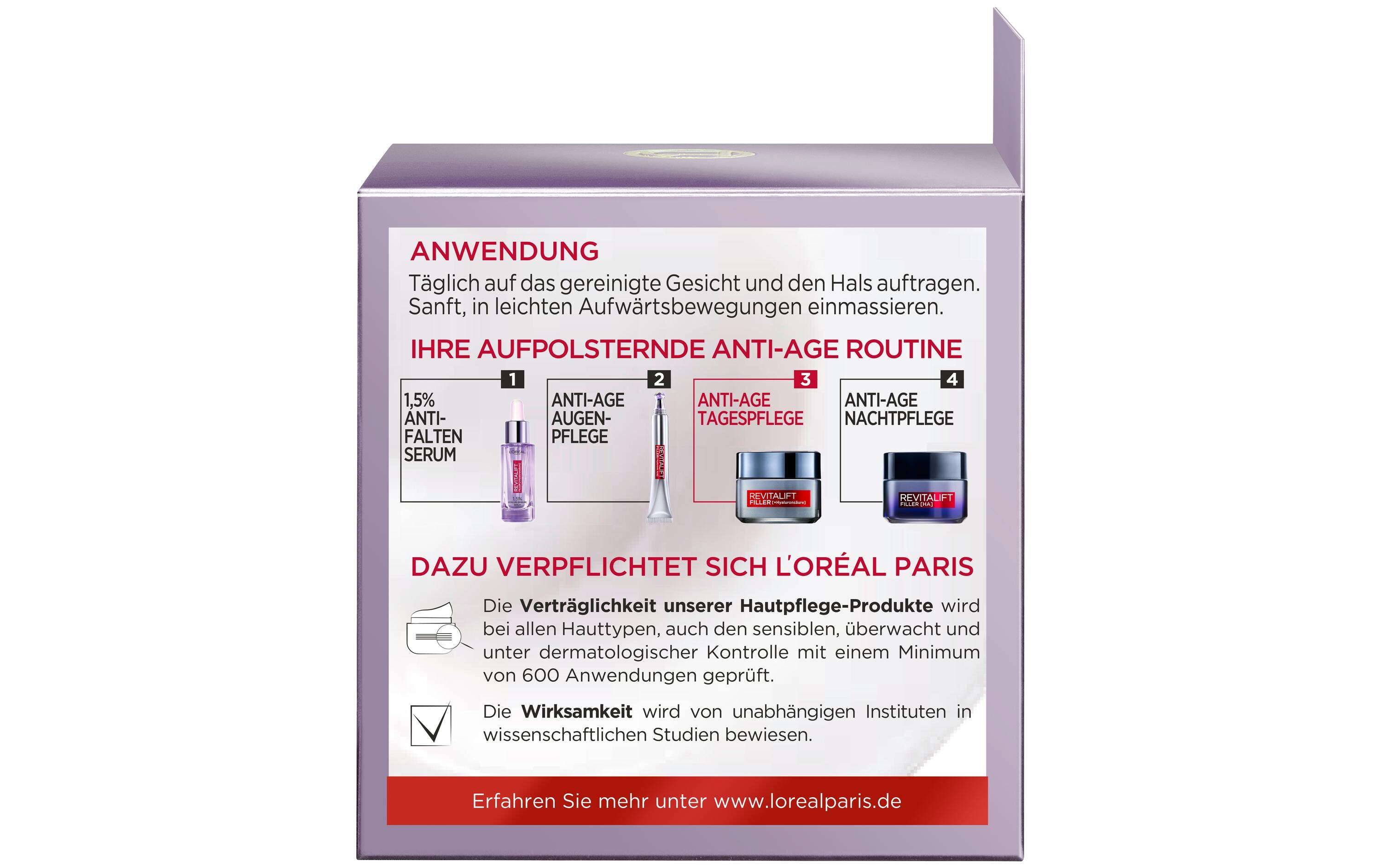 Tagescrème Revitalift Filler +Hyaluronsäure 50 mlIntensiv aufpolsternde Anti-Age Tagespflege