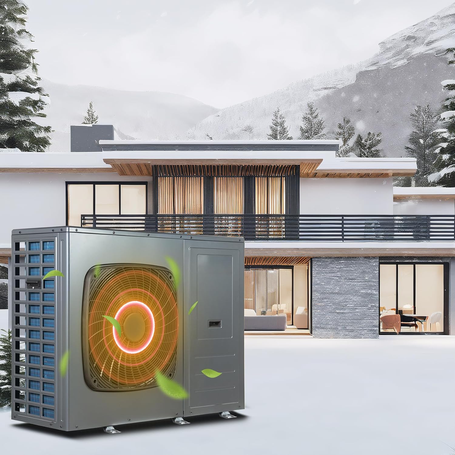 Smad R290 Inverter Luft Wärmepumpe, COP 4.8, 10KW, Warmwasser 30-60 ℃, Kühlung 5-25℃, Heizung 24-75℃, monoblock, Wifi, 220-240V 50Hz, Frostschutz, Silent-Modus, elektrische Zusatzheizung