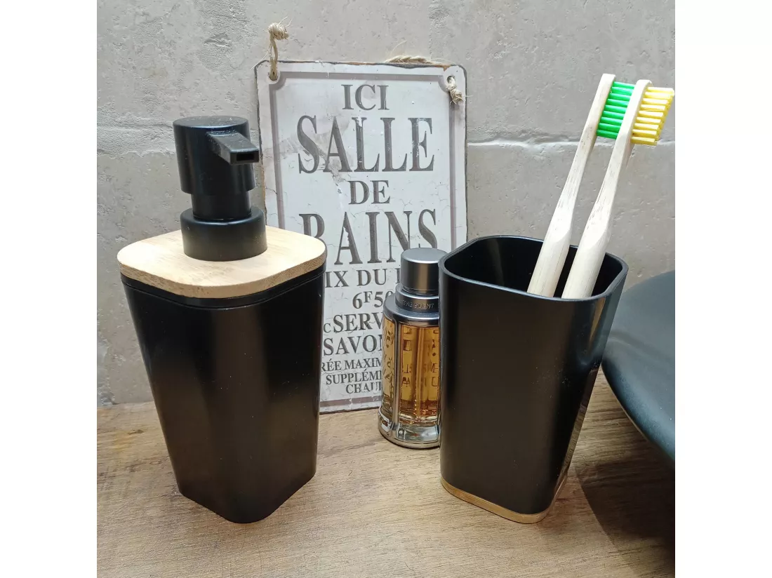 Distributeur de savon - L 7,3 cm x P 7,5 cm x H 17,5 cm - Epuréo - Noir