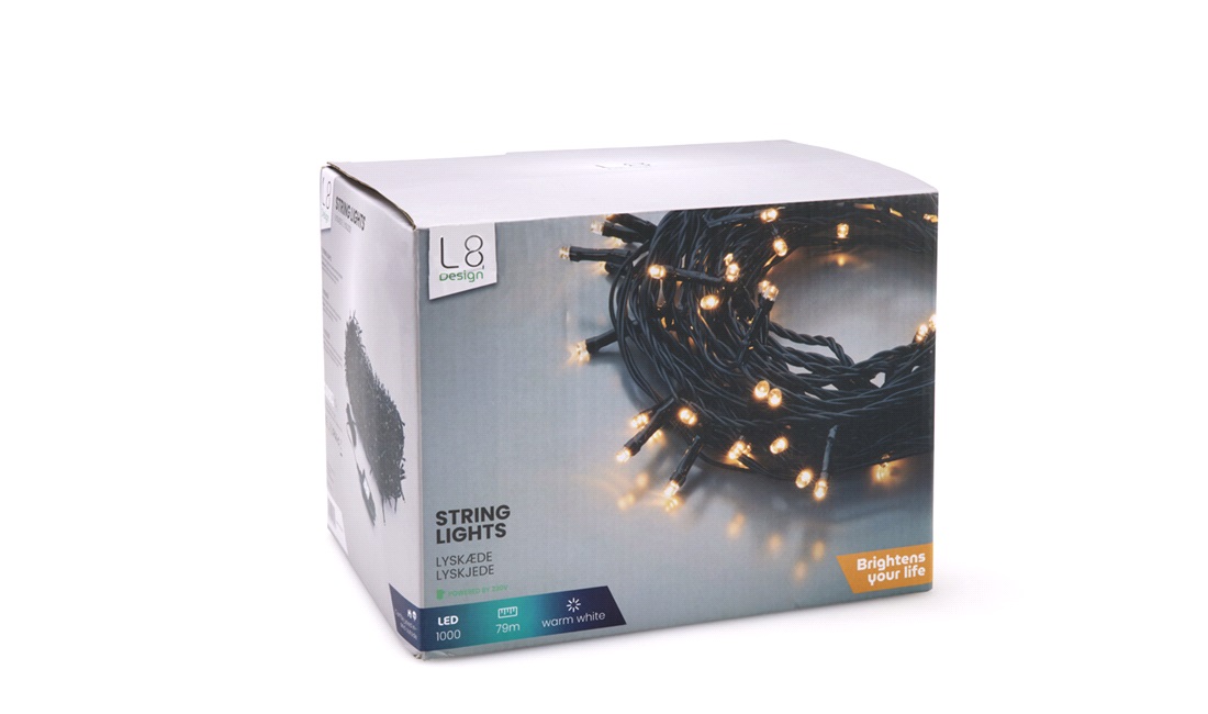 Lyskæde 1000 LED, 80m med 220V, ude/inde