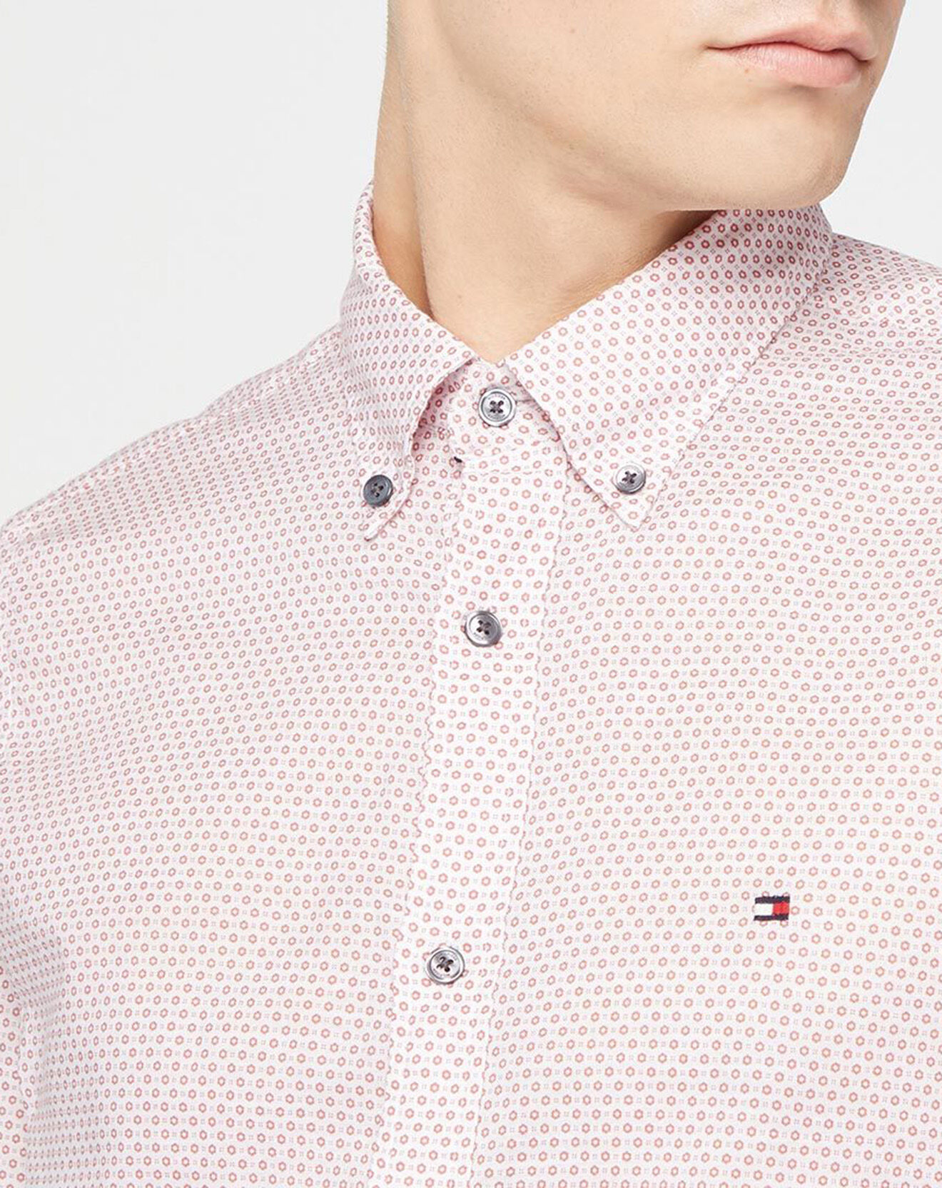 Tommy Hilfiger Chemise Slim Oxford imprimée blanc/rose