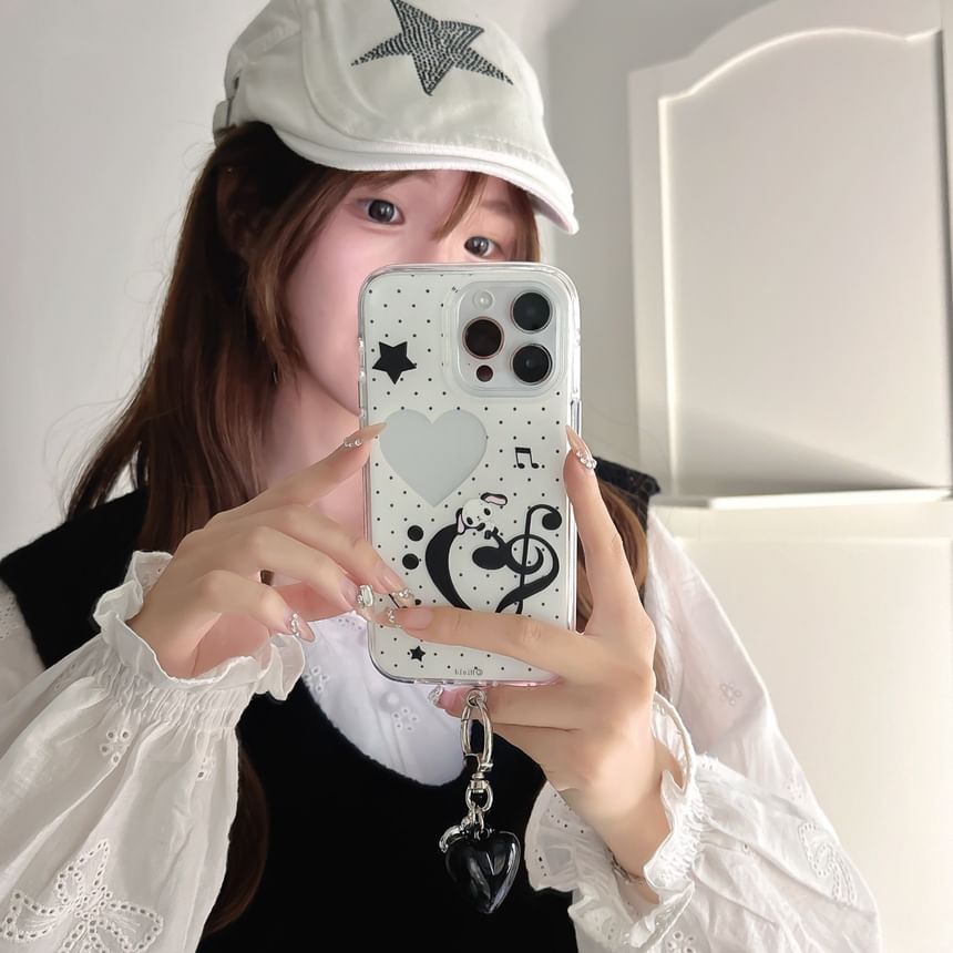 Pixel Dream - Muzieknoot Gestippelde Telefoonhoes / Charm / Set - Apple iPhone 16 Pro Max / 16 Pro / 16 Plus / 16 / 15 Pro Max / 15 Pro / 15 Plus / 15 / 14 Pro Max / 14 Pro / 14 Plus / 14 / SE / 13 Pro Max / 13 Pro / 13