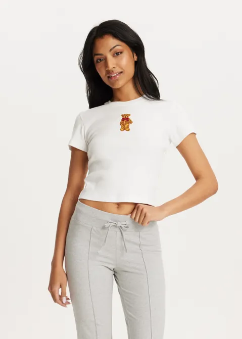 T-shirt met print beer wit (WIT)