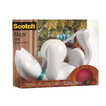Scotch® Handabroller in Katzenform, weiß, mit 1 Rolle Magic™ Klebeband, 19 mm x 8,9 m