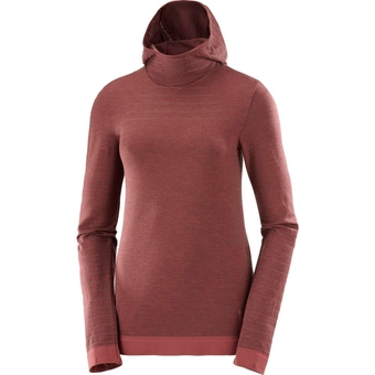 Salomon Essential Wool  Hoodie Rum Raisin Damen