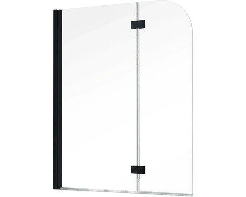 2-delige badwand SCHULTE Komfort ExpressPlus 1120 x 1400 mm helder glasprofiel kleur zwart EP335322 68 50 68 22