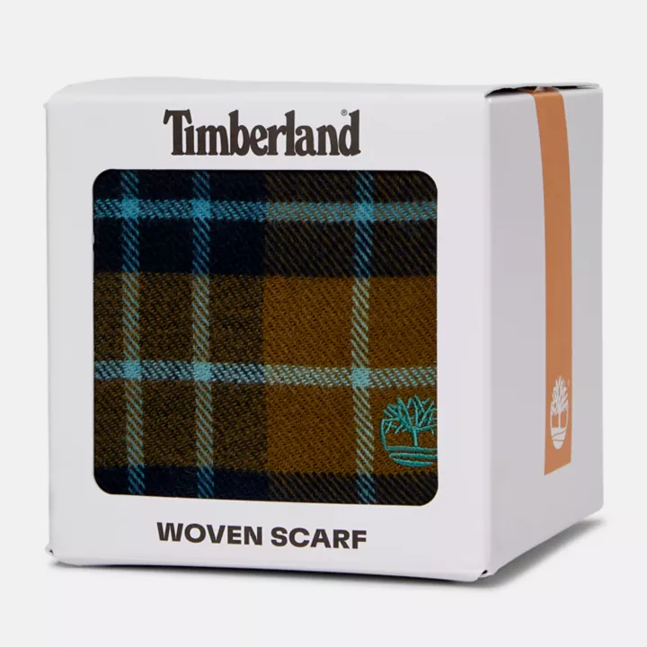 Cachecol xadrez Cape Neddick para homem, na cor verde, com caixa de presente.