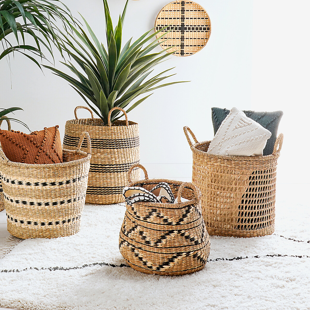 LA REDOUTE INTERIORS<br>Cesta redonda de junco marinho, Zac