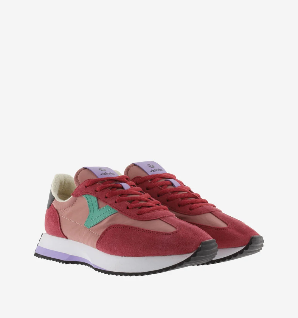 COSMOS NYLON SOFT & CUIR FENDU Baskets pour femmes semelle colorée TEJA