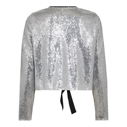 Co'Couture StevieCC Sequin Bow Bluse, Silver, L