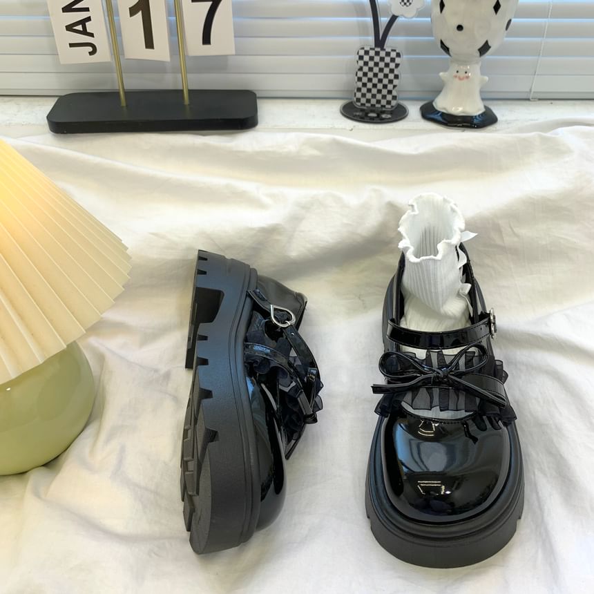 DURAC - Mary Jane-schoenen met imitatieleren plateauzool
