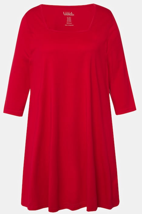 Longshirt, A-Linie, Carree-Ausschnitt, 3/4-Arm