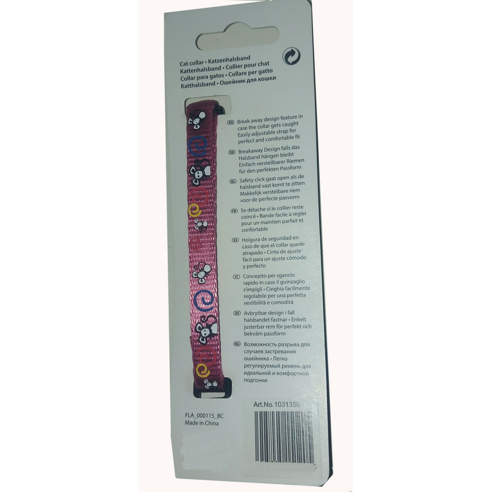 Collier réglable de 20 à 35 cm rose avec motif souris pour chat