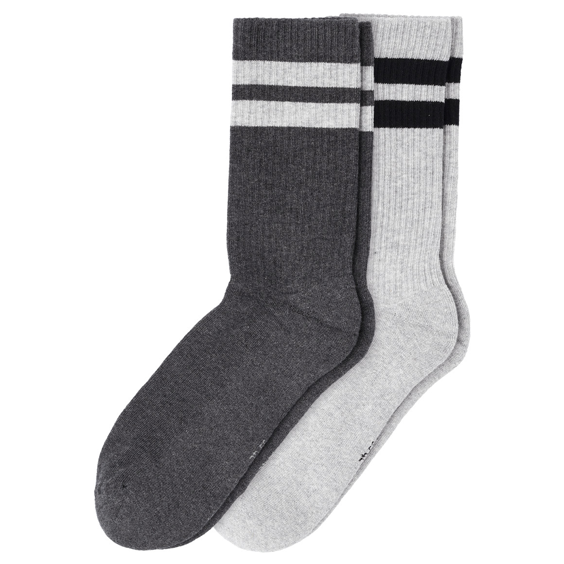 VanVaan 2 Paar Herren Sportsocken mit Frotteesohle hellgrau / dunkelgrau