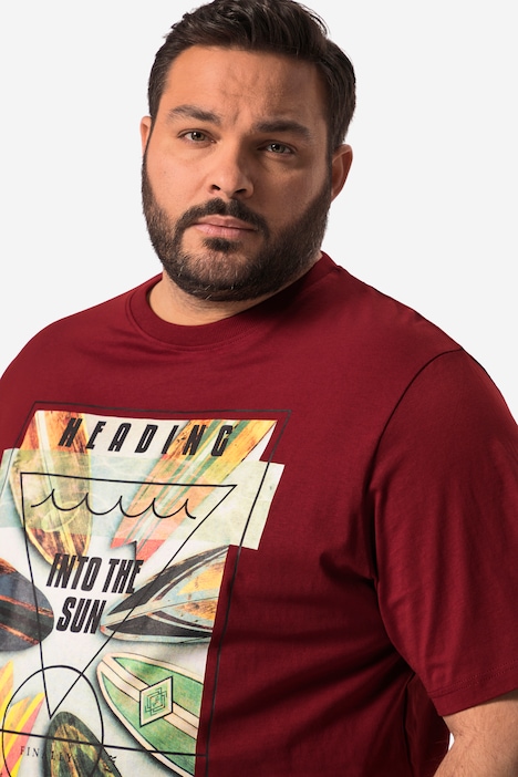 Men+ T-Shirt Bauchfit, Halbarm, großer Print, bis 84/86