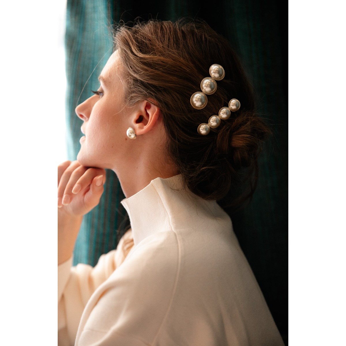 boucles d'oreilles puces perles doré à l'or fin - NÉLYA
