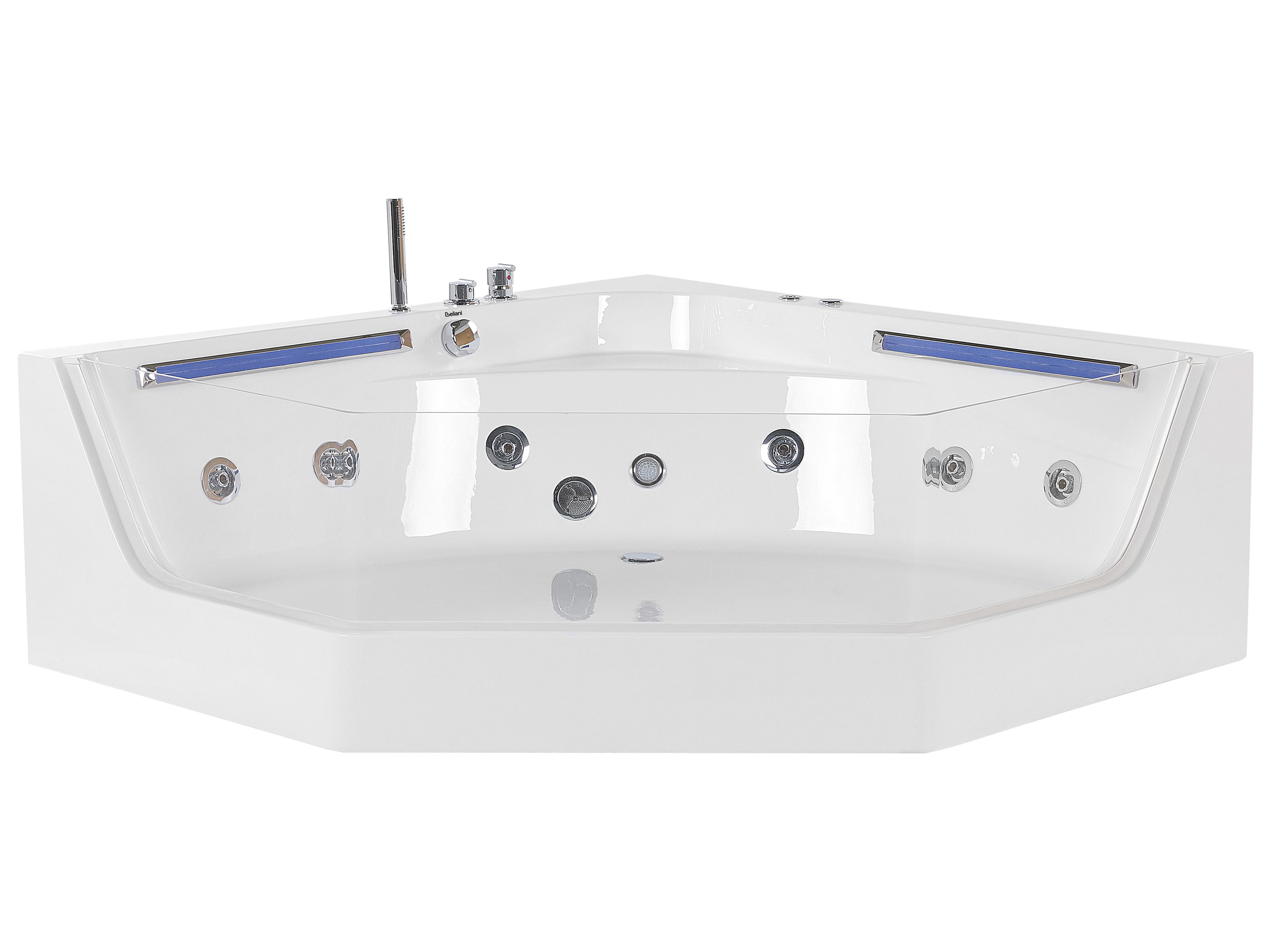 Hoek bubbelbad met LED CACERES 211 x 150 cm Wit