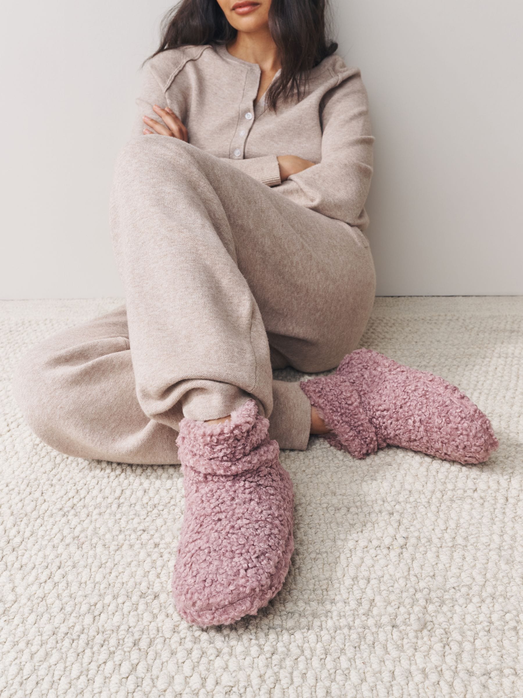 Roze - Pantoffellaarzen met borgvoering