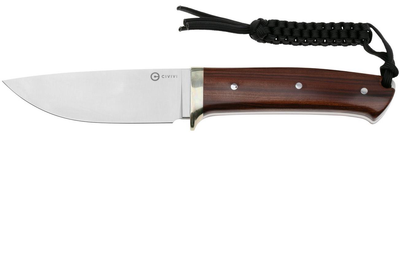 Civivi Cloud Peak C23044-3 Satin Nitro-V, Guibourtia Wood, Nickel Silver Guard, vaststaand mes