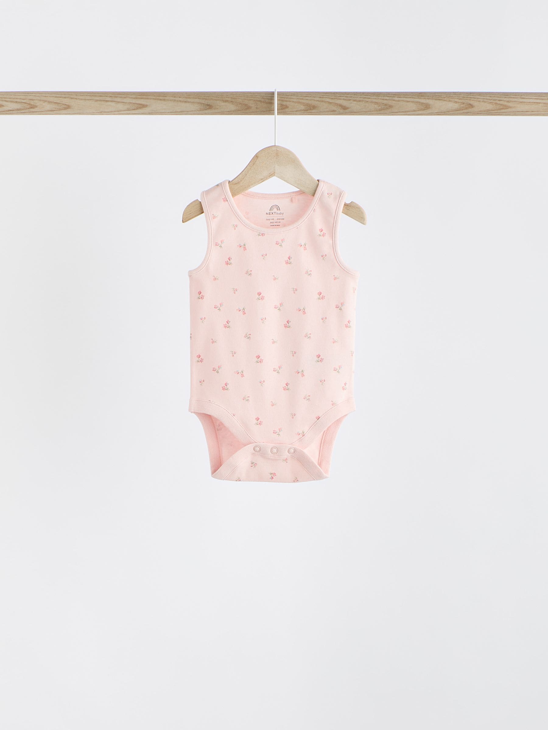 Roze met konijnen - Set van 5 katoenen hemdrompertjes voor baby's