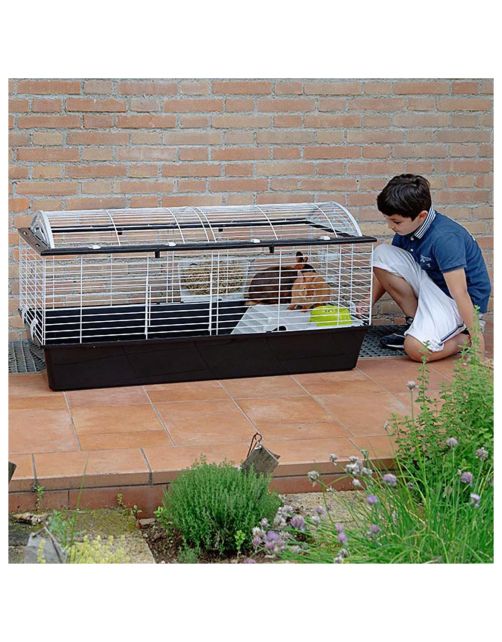 Ferplast Konijnenkooi Casita 120 - Dierenverblijf - 119x58x61 cm Zwart Wit
