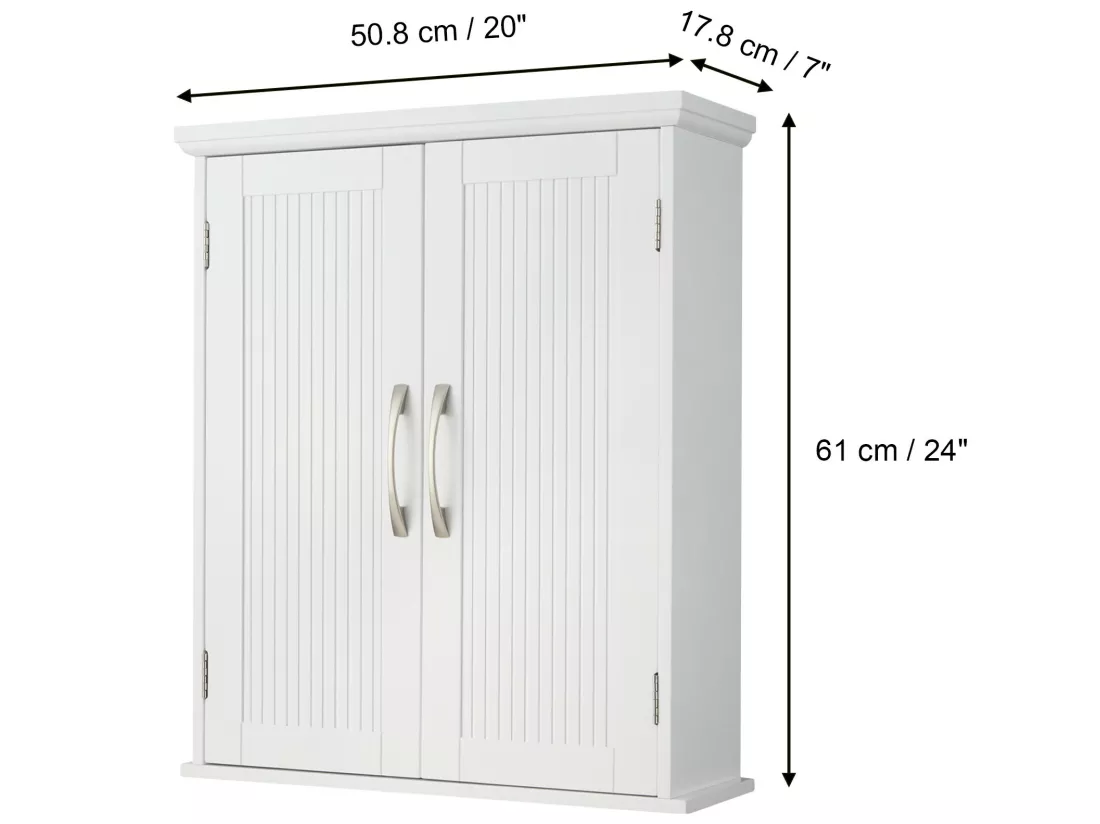 Armoire à pharmacie murale en bois pour salle de bain avec étagères réglables