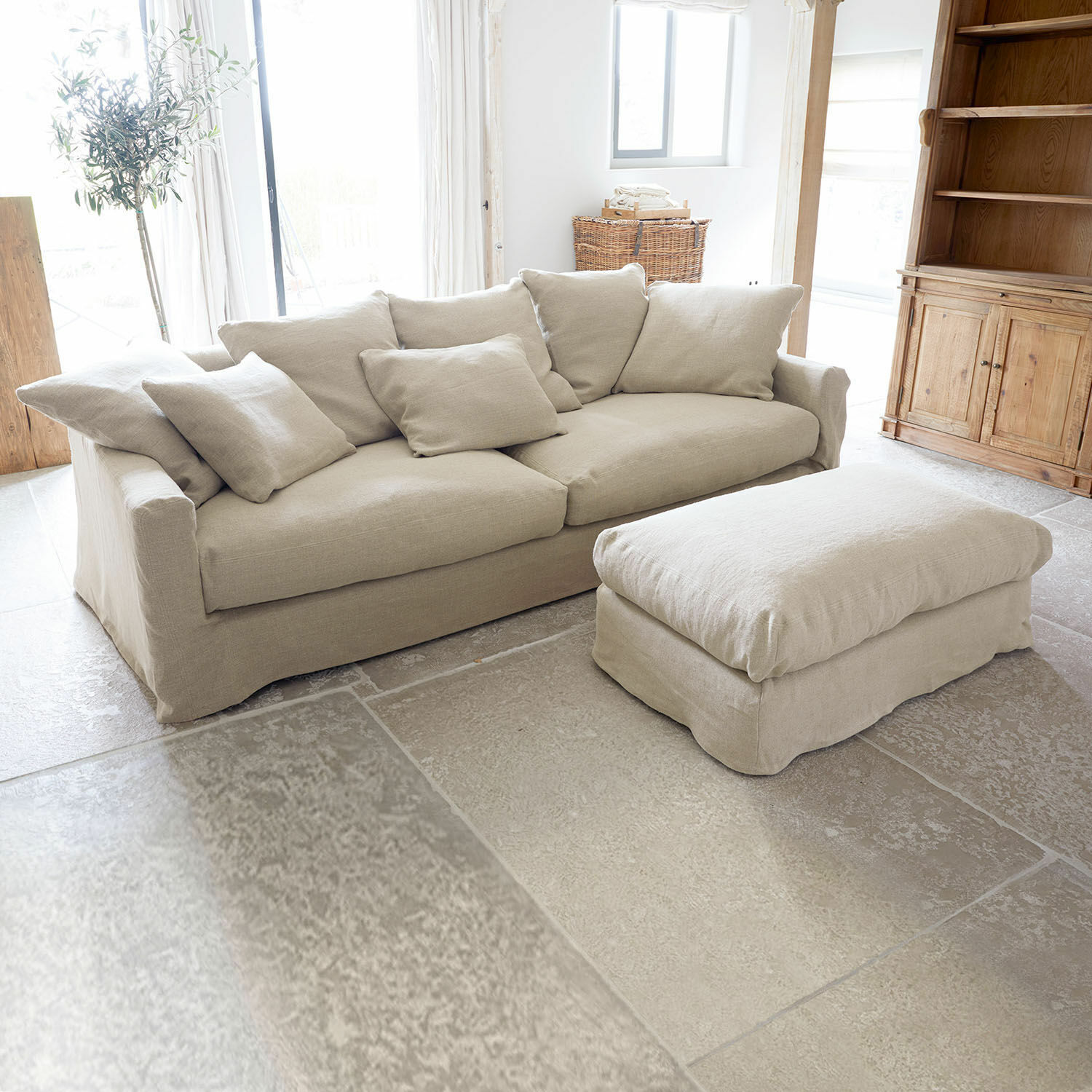 Sofa mit Hocker Vantoux beige