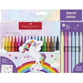 FABER-CASTELL Feutre licorne, étui carton 18+6