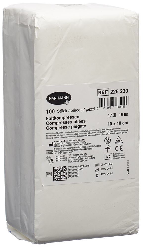 IVF Faltkompresse Typ 17<br>100 Stück, Beutel, 10x10cm, 16 fach