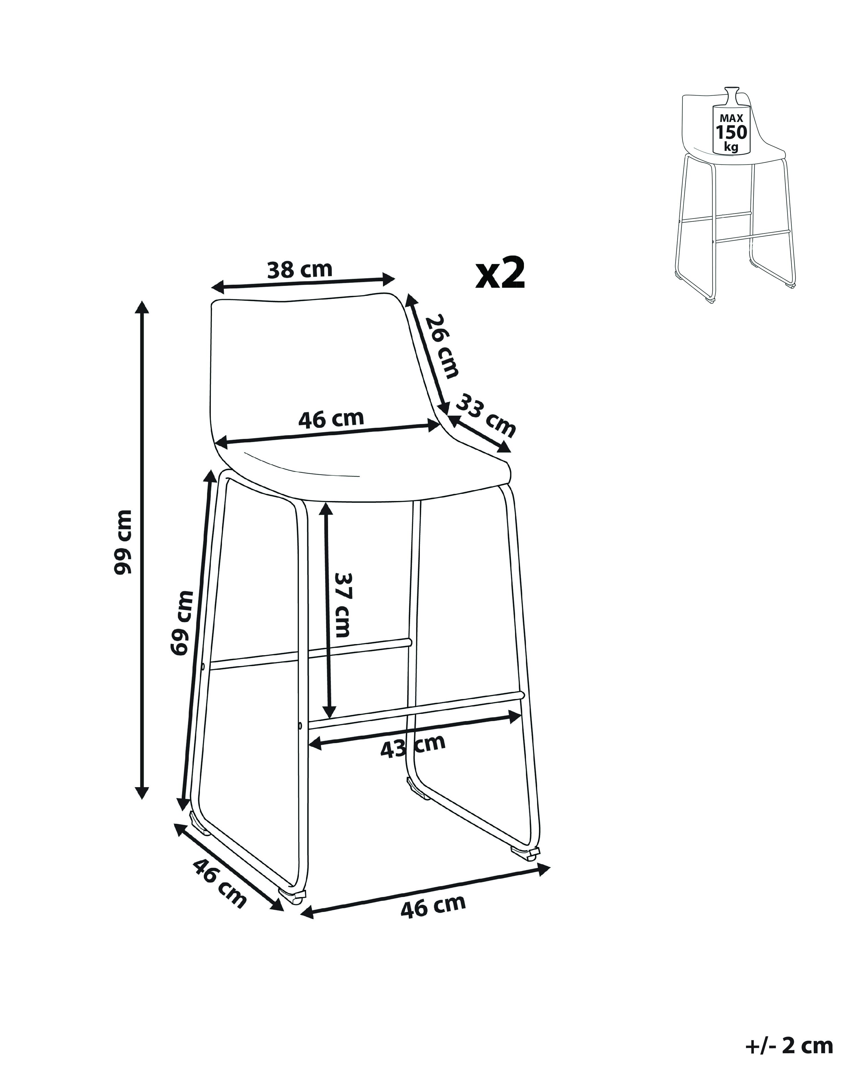 Set van 2 barstoelen FRANKS Zeeblauw