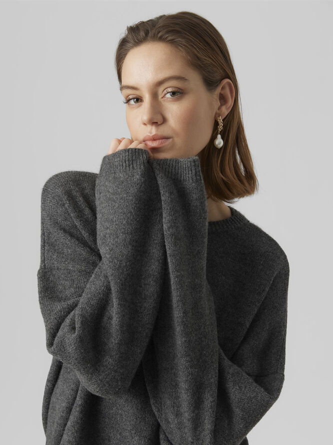 Vero Moda VMGEMMA LS O-NECK KNIT VMA NOOS Dark grey melange