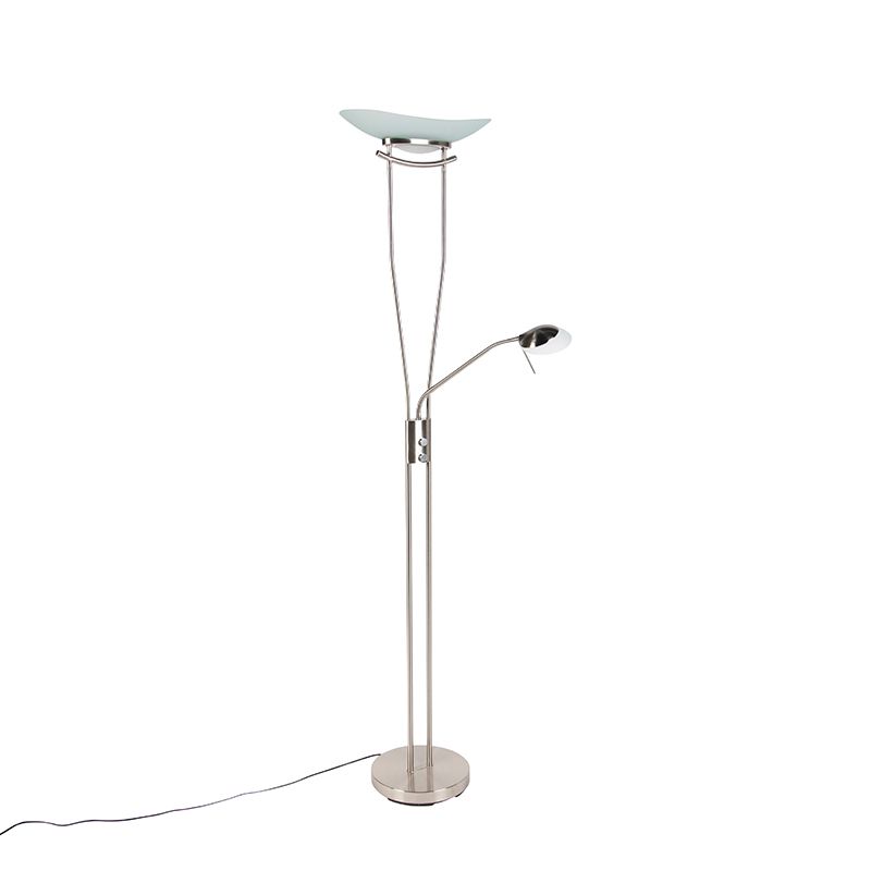 Moderne vloerlamp staal incl. LED en dimmer - Lexus