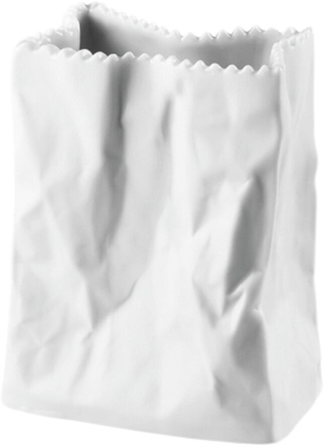Rosenthal Bag vase 10cm, Weiss matt, Do not litter Hvid