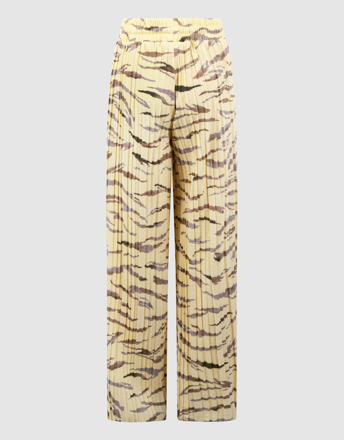 Tijger Plissé Wide Leg Broek Lichtgeel