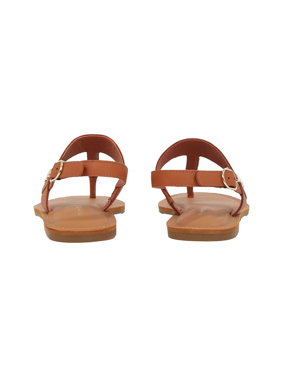 TOMMY HILFIGER<br>Sandálias rasteiras de couro com bico fino