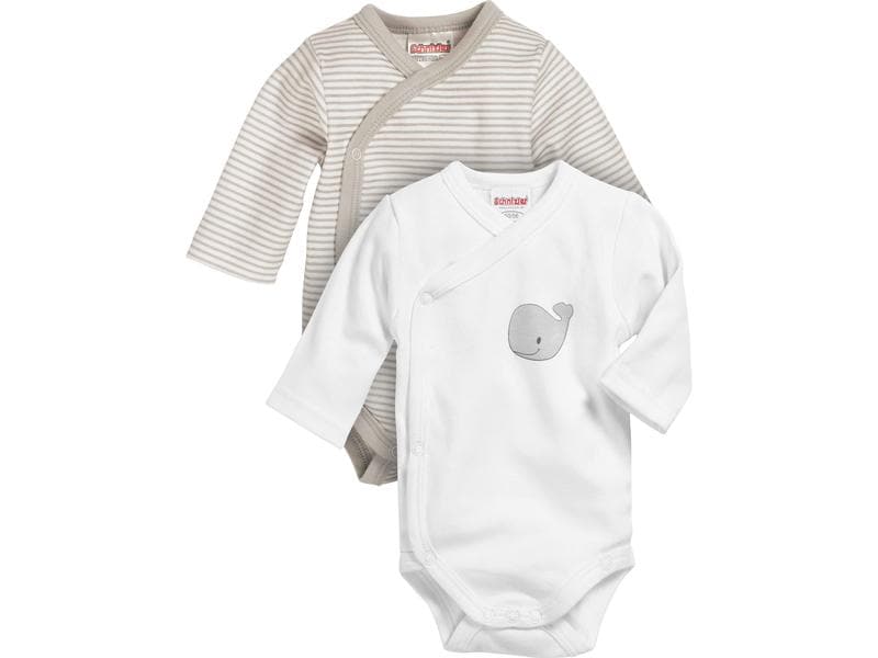Playshoes Langarm-Wickelbody 2er Set Natur Gr. 62 Wickel-Body 2er Pack Walmotiv