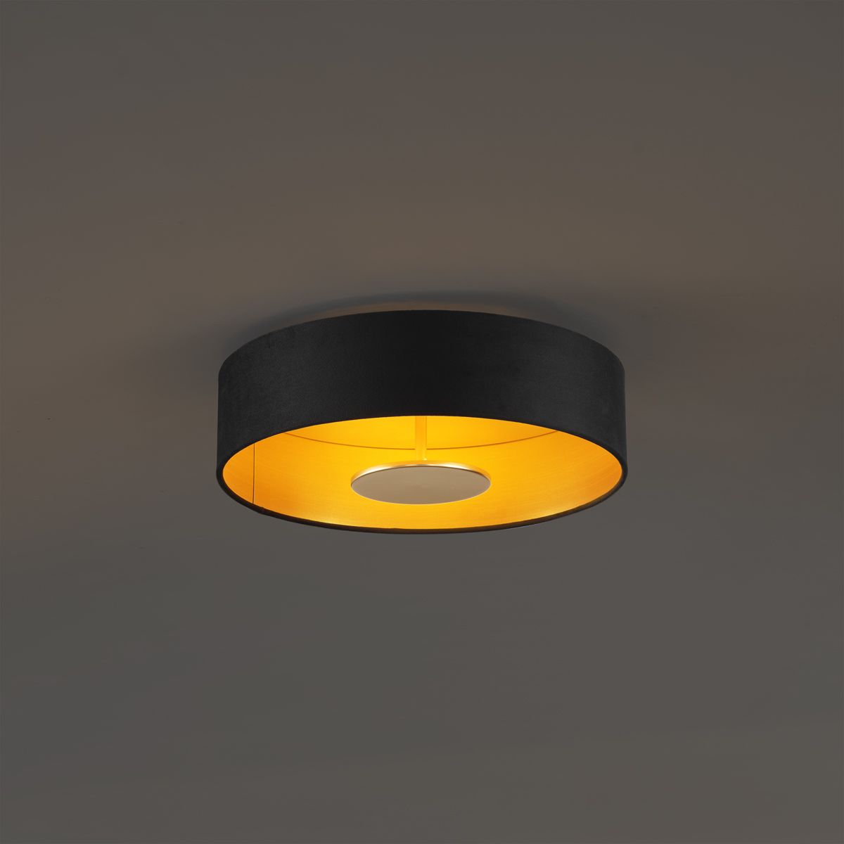 Moderne plafondlamp zwart velours incl. LED 3-staps dimbaar - Bredow