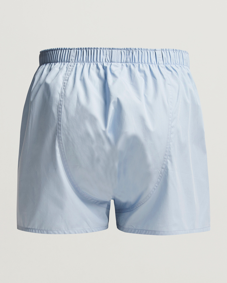 Sunspel Classic Woven Cotton Boxer Shorts Plain Blue