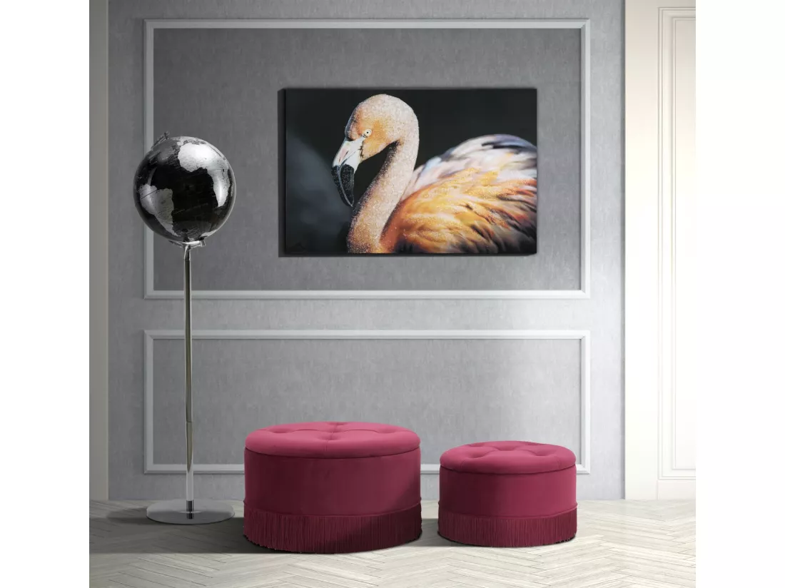 Lot de 2 poufs de rangement en tissu violet Ø 71x41-55x33 cm