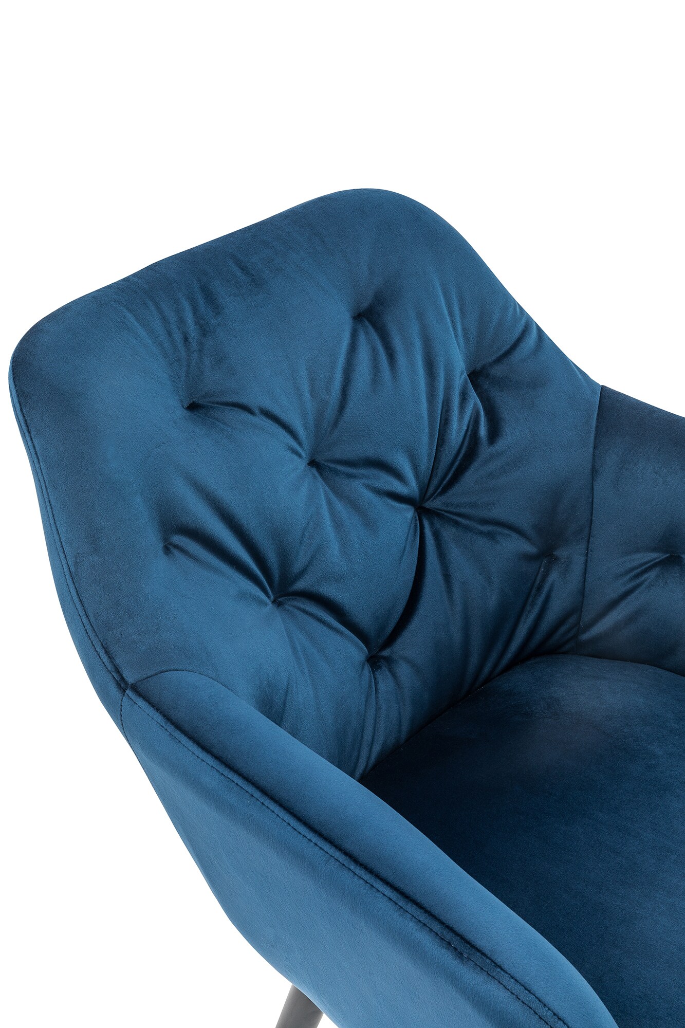Armlehnstuhl blau Samt Esszimmerstuhl Polsterstuhl Wohnzimmer Stuhl