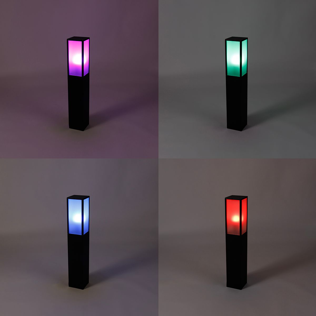 Smart staande buitenlamp zwart met ribbel glas 80 cm incl. Wifi A60 - Charlois