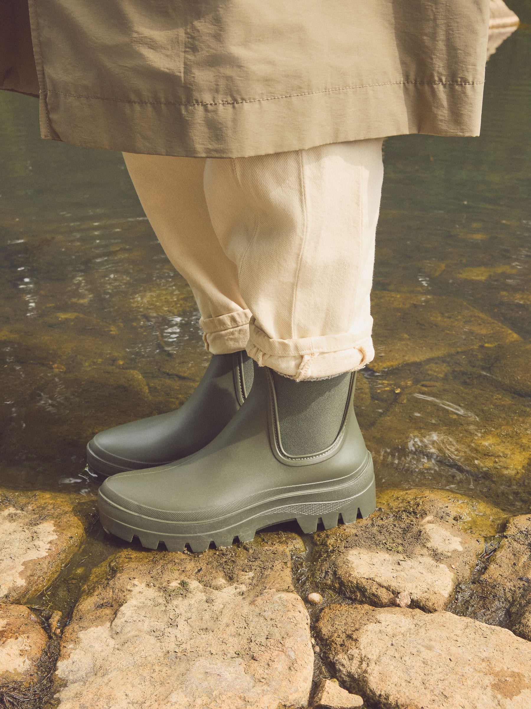 Kakigroen - Faux Fur Lined Chelsea Ankle Wellies